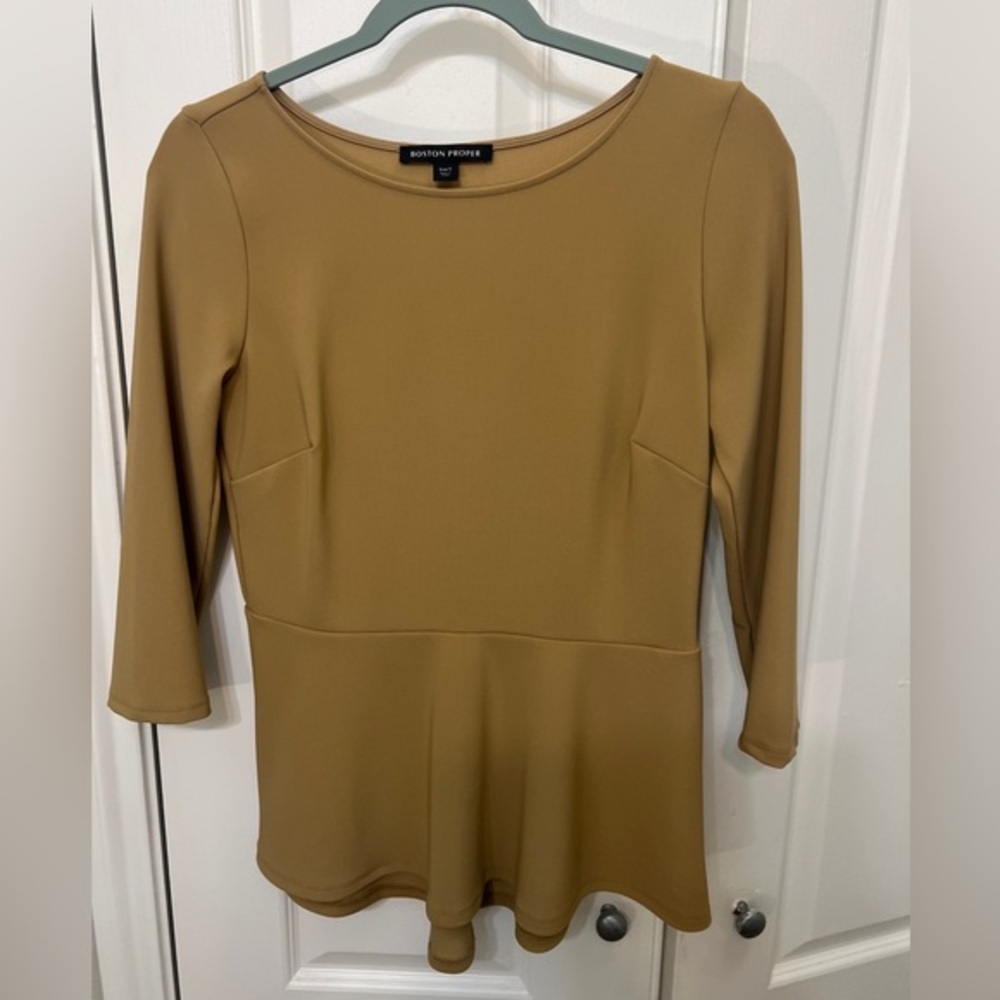 Awesome Khaki Peplum Top Small Excellent Condition